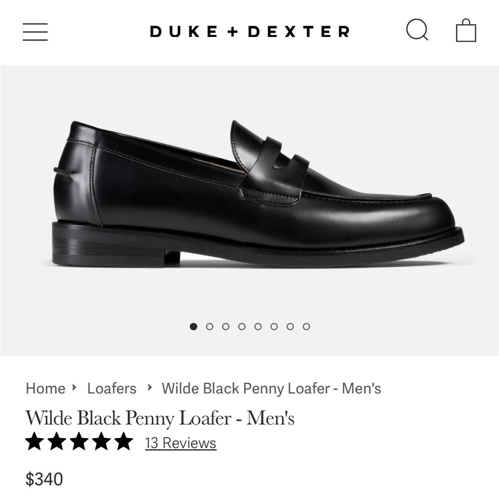 Duke + Dexter Wilde Penny Loafer, Black, Men’s size US 14 / UK 13